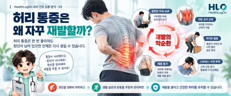 활동량, 수면, 신체 상태와 통증 경험이 상호작용할 수 있음을 보여주는 허리 통증 심층 분석 대표이미지