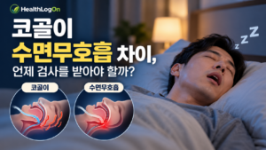 코골이와 수면무호흡의 차이와 검사 필요성을 설명하는 대표 이미지