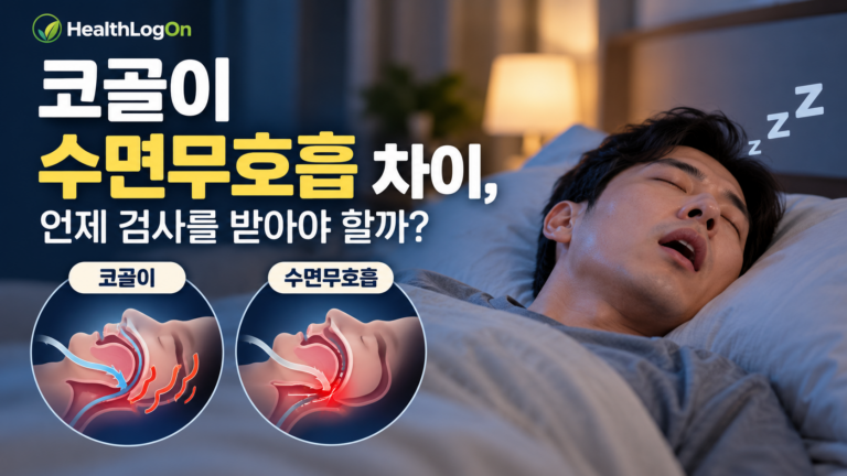 코골이와 수면무호흡의 차이와 검사 필요성을 설명하는 대표 이미지